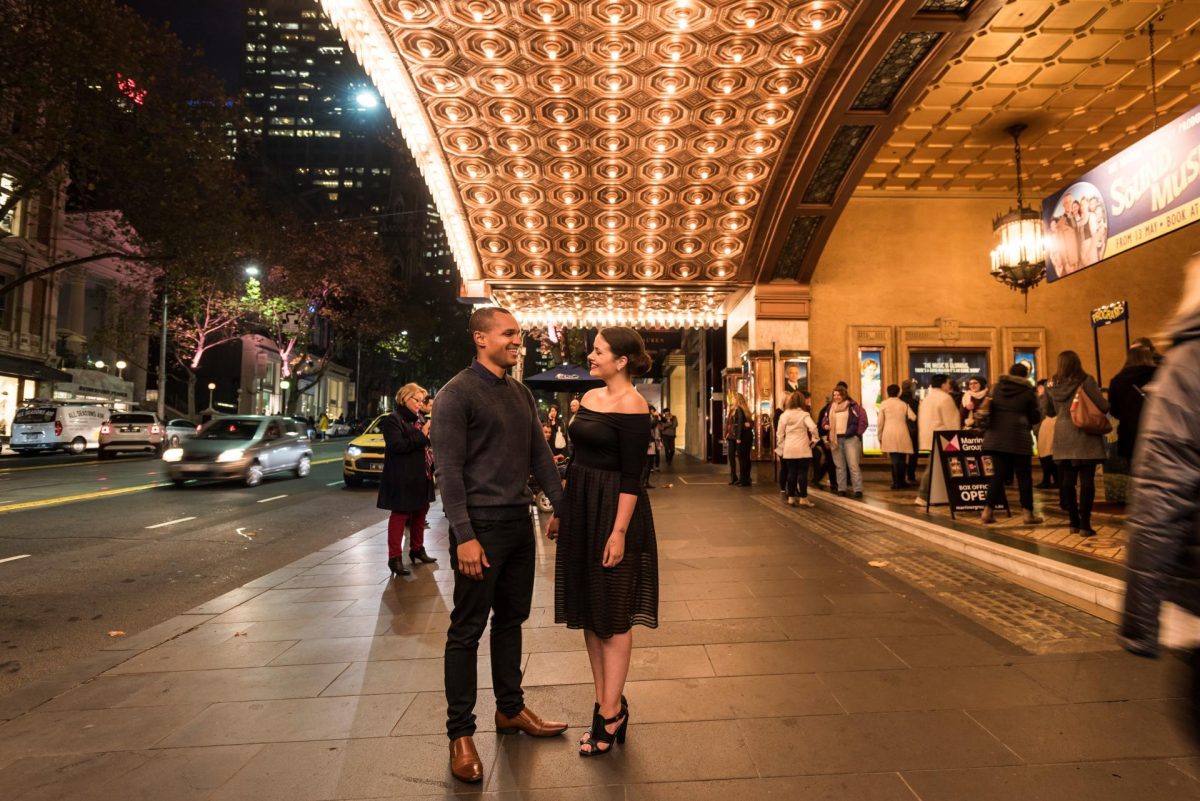 Couple outside Regent Theatre