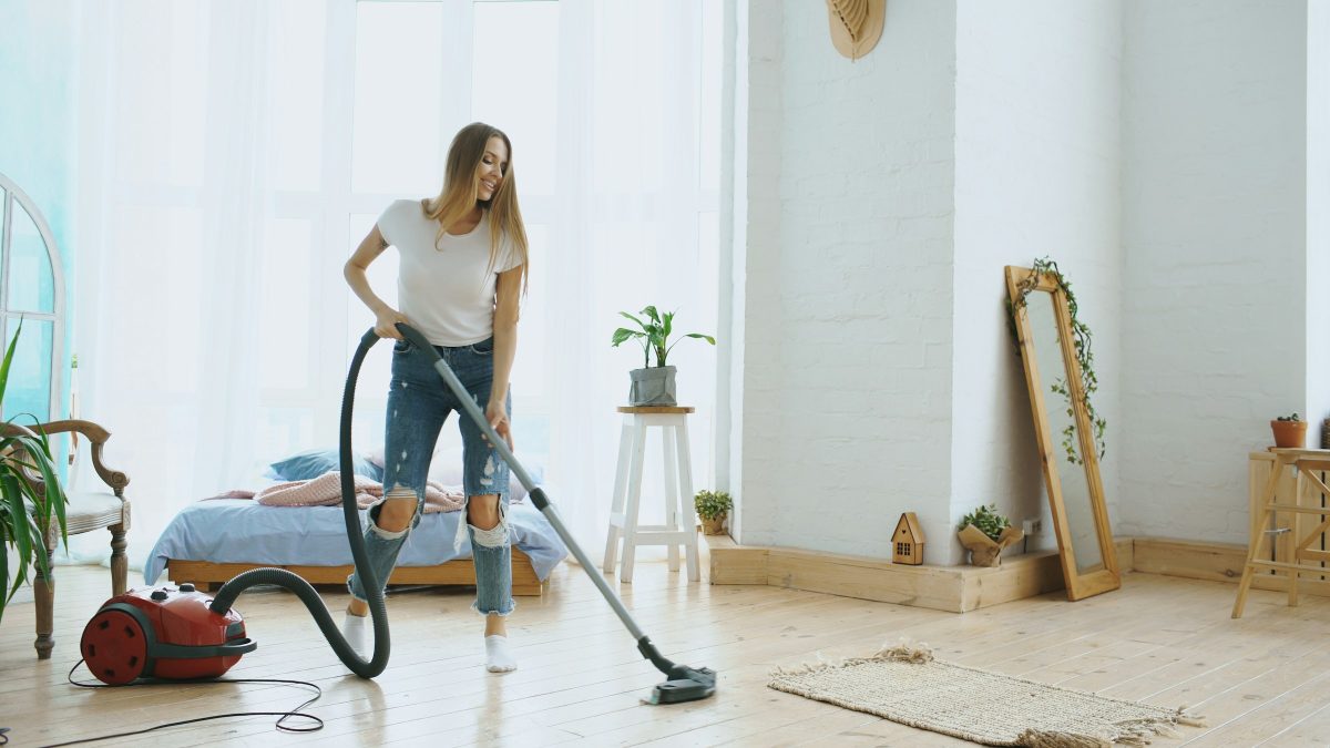 Woman vacuuming